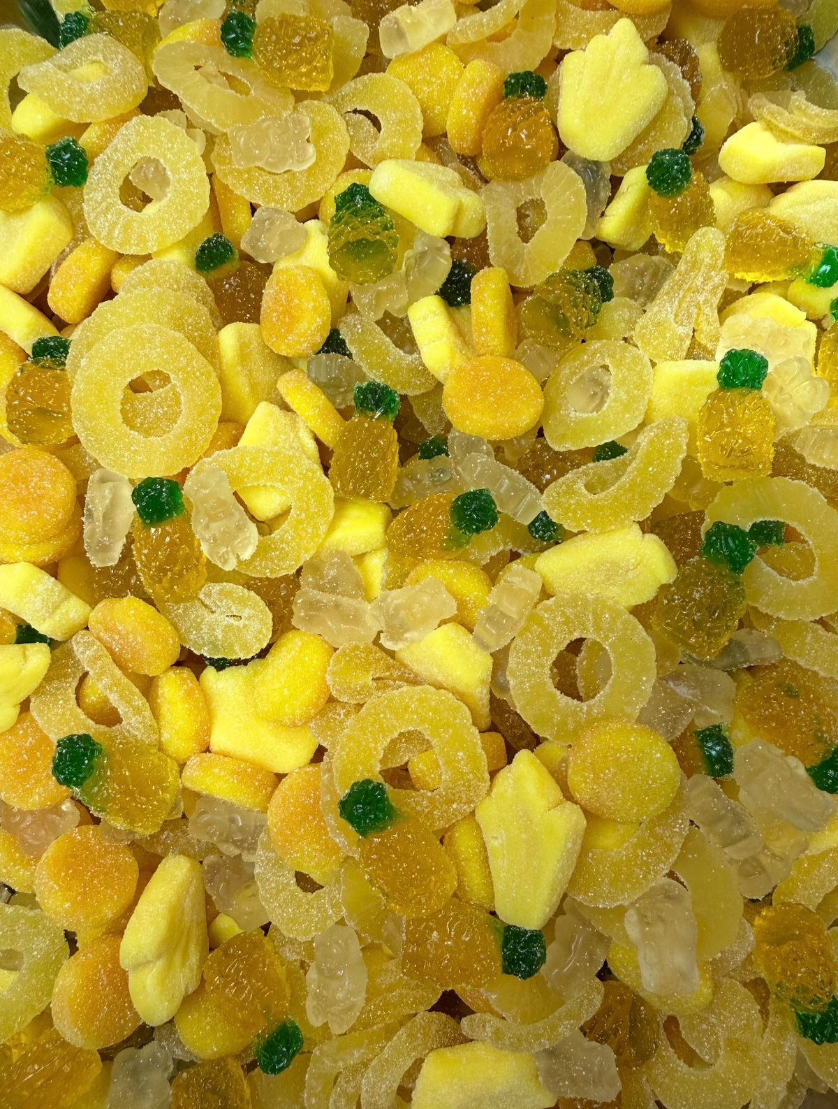 Pineapple Lovers Mix with yellow gummy pineapples, rings and stars
